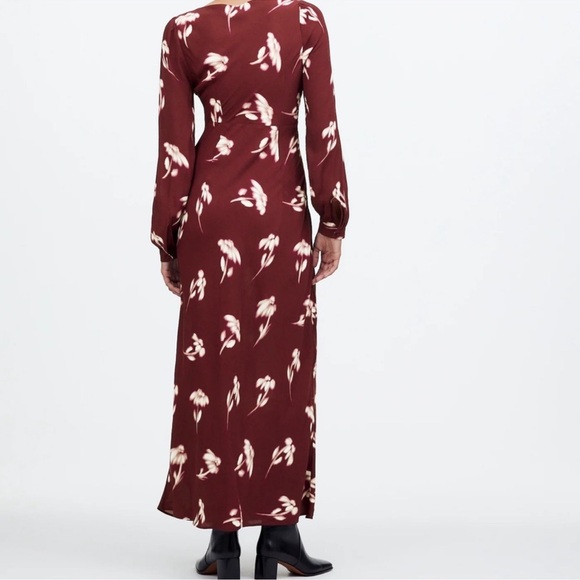 NEW Madewell Long sleeves V-Neck Cuff-Sleeve Maxi Dress in Floral Sz 6 - Picture 4 of 12